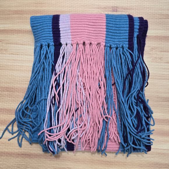 Portolano Multicolor Stripe Lambswool Angora Blend Fringe Scarf - Picture 2 of 6